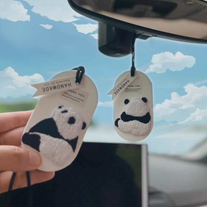 Panda Plush Car Air Freshener (With Essential oil)