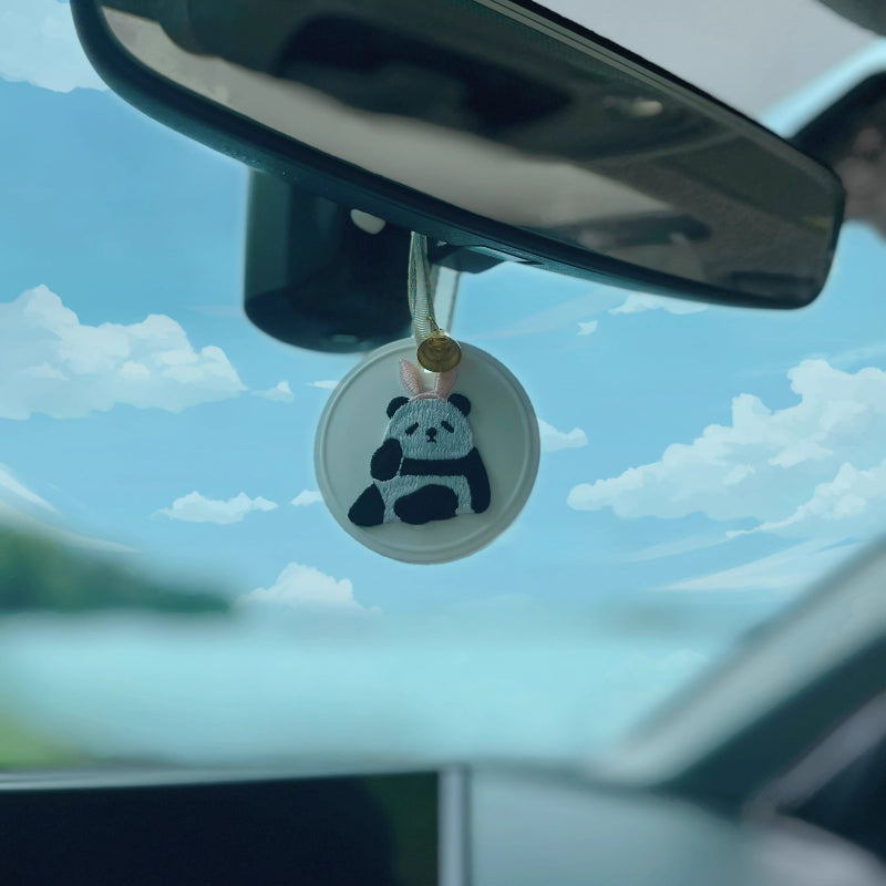 Panda Plush Car Air Freshener (With Essential oil)
