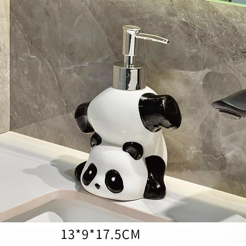 Panda Ceramic Soap Dish – Lotus Leaf Drain Tray, Cute Bathroom Organizer