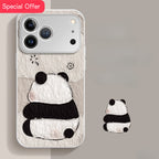 Minimalist Panda Vegan Leather iPhone Case | Soft Sheepskin Texture & Slim Fit