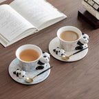 Handmade Ceramic Panda Tea & Coffee Cup Set with Saucer｜Pandamooda