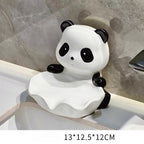 Panda Ceramic Soap Dish – Lotus Leaf Drain Tray, Cute Bathroom Organizer