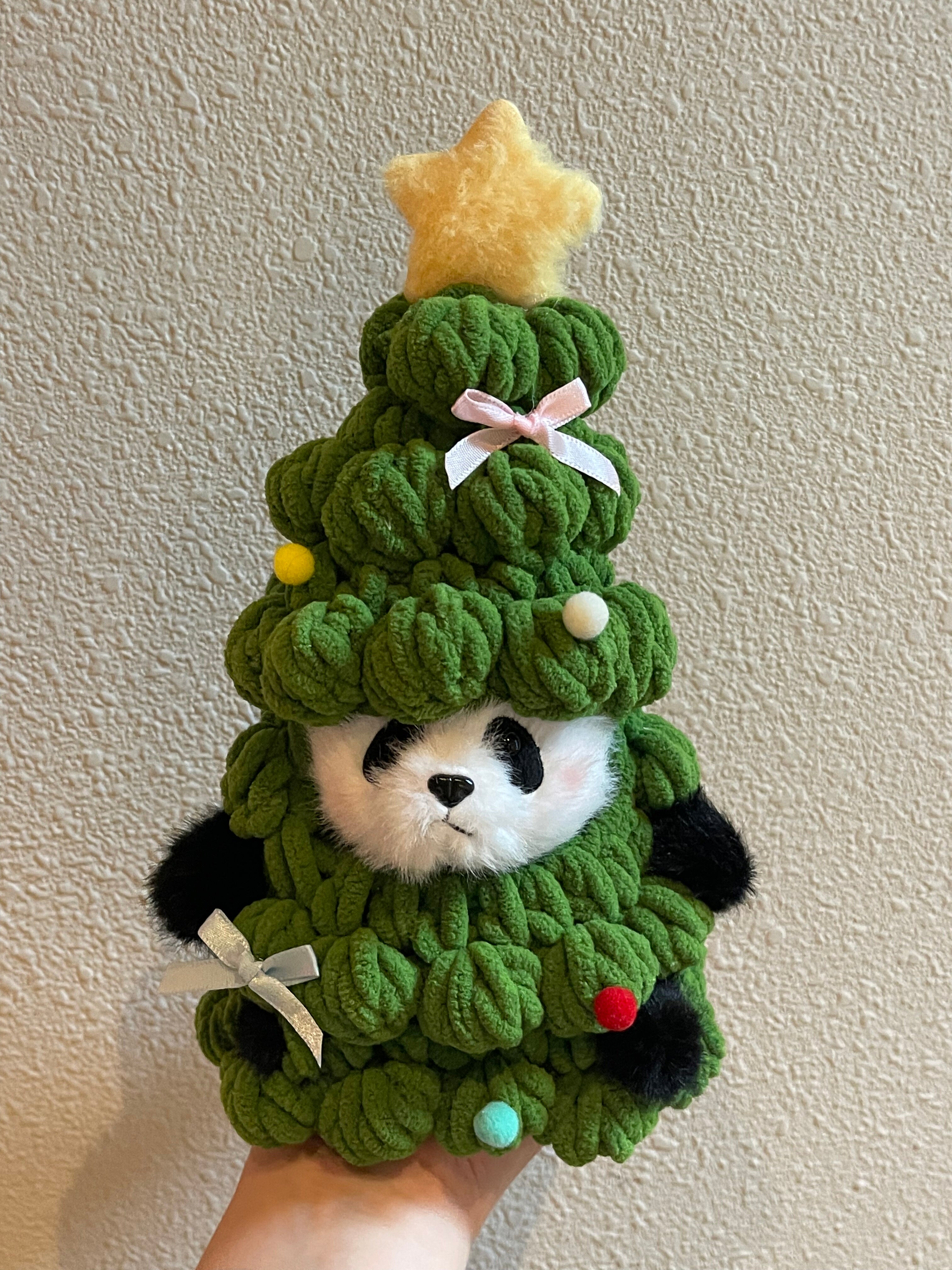 Panda Christmas Tree Plush – Kawaii Holiday Desk Buddy (Green/white/Pink/Pastel)