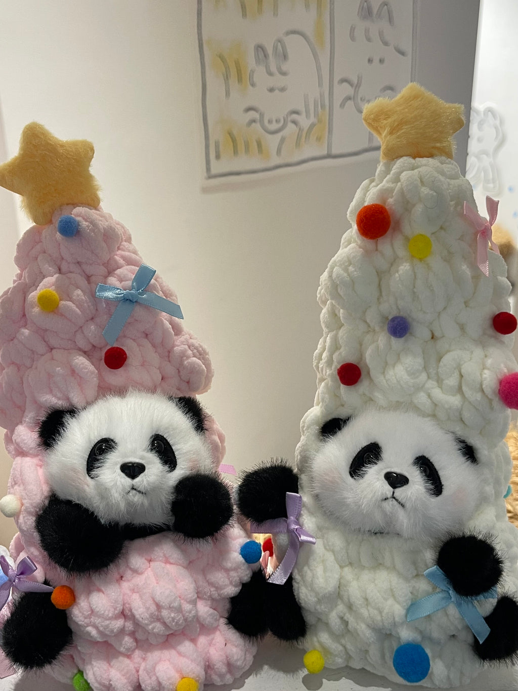 Panda Christmas Tree Plush – Kawaii Holiday Desk Buddy (Green/white/Pink/Pastel)