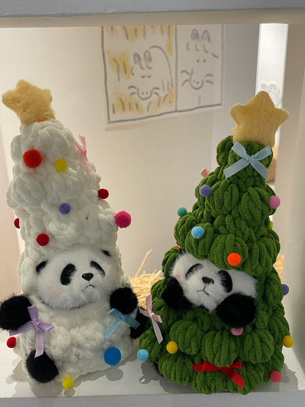 Panda Christmas Tree Plush – Kawaii Holiday Desk Buddy (Green/white/Pink/Pastel)