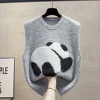 Panda Knit Vest – Fuzzy Sleeveless Sweater