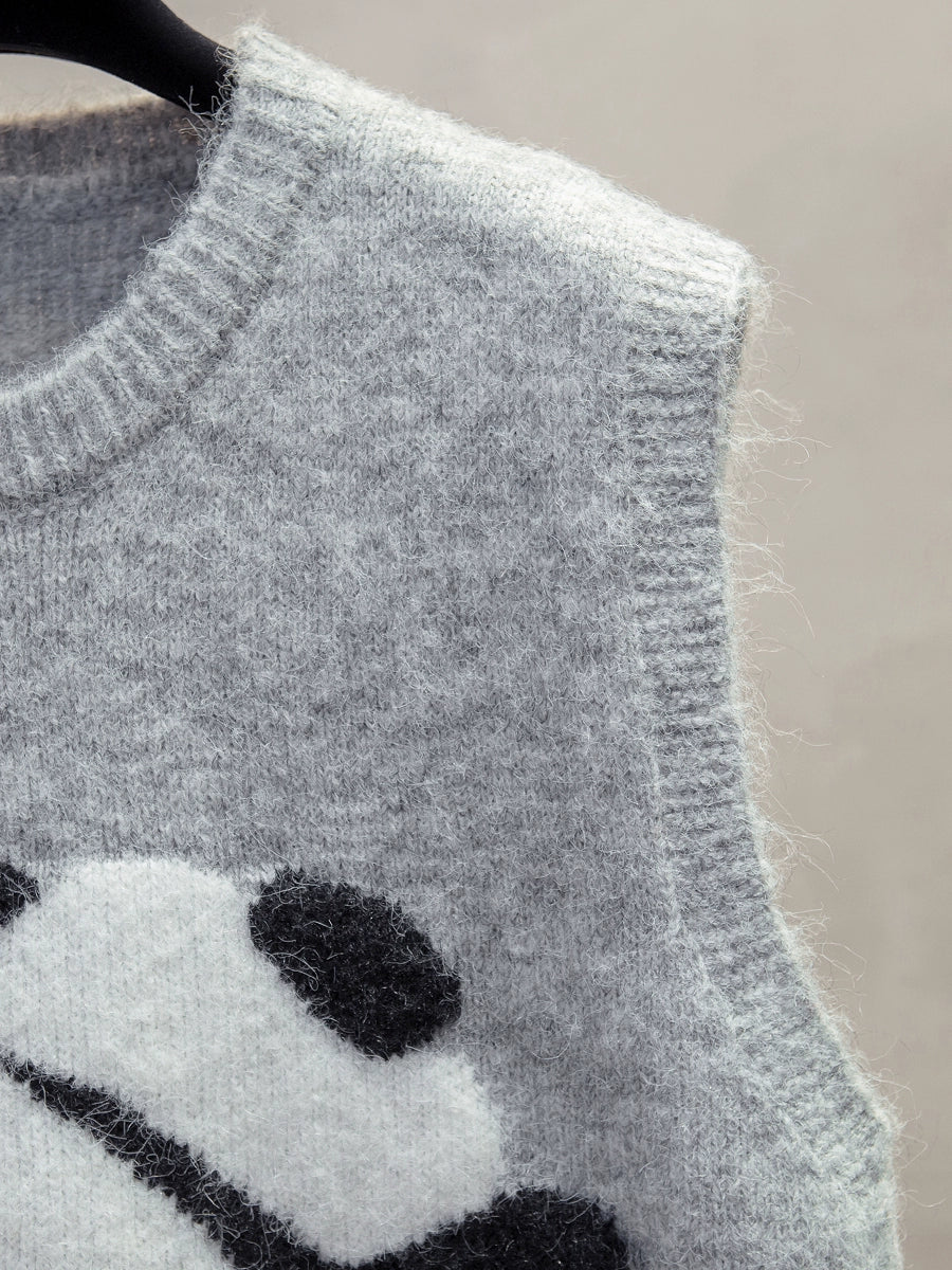 Panda Knit Vest – Fuzzy Sleeveless Sweater