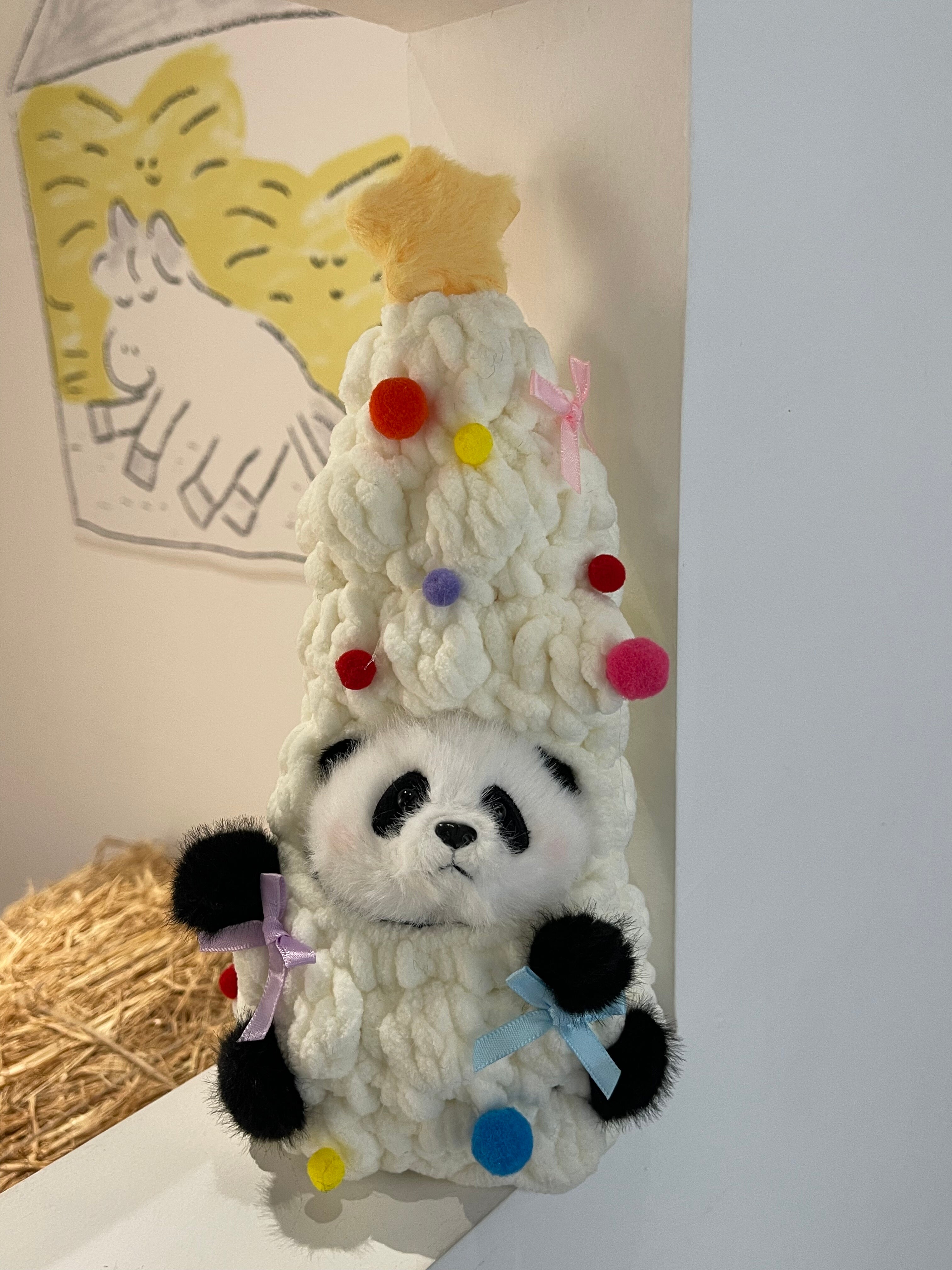 Panda Christmas Tree Plush – Kawaii Holiday Desk Buddy (Green/white/Pink/Pastel)