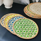 Handmade Natural Rattan Woven Round Placemat (Bamboo) – Coaster / Tea Tray Sizes