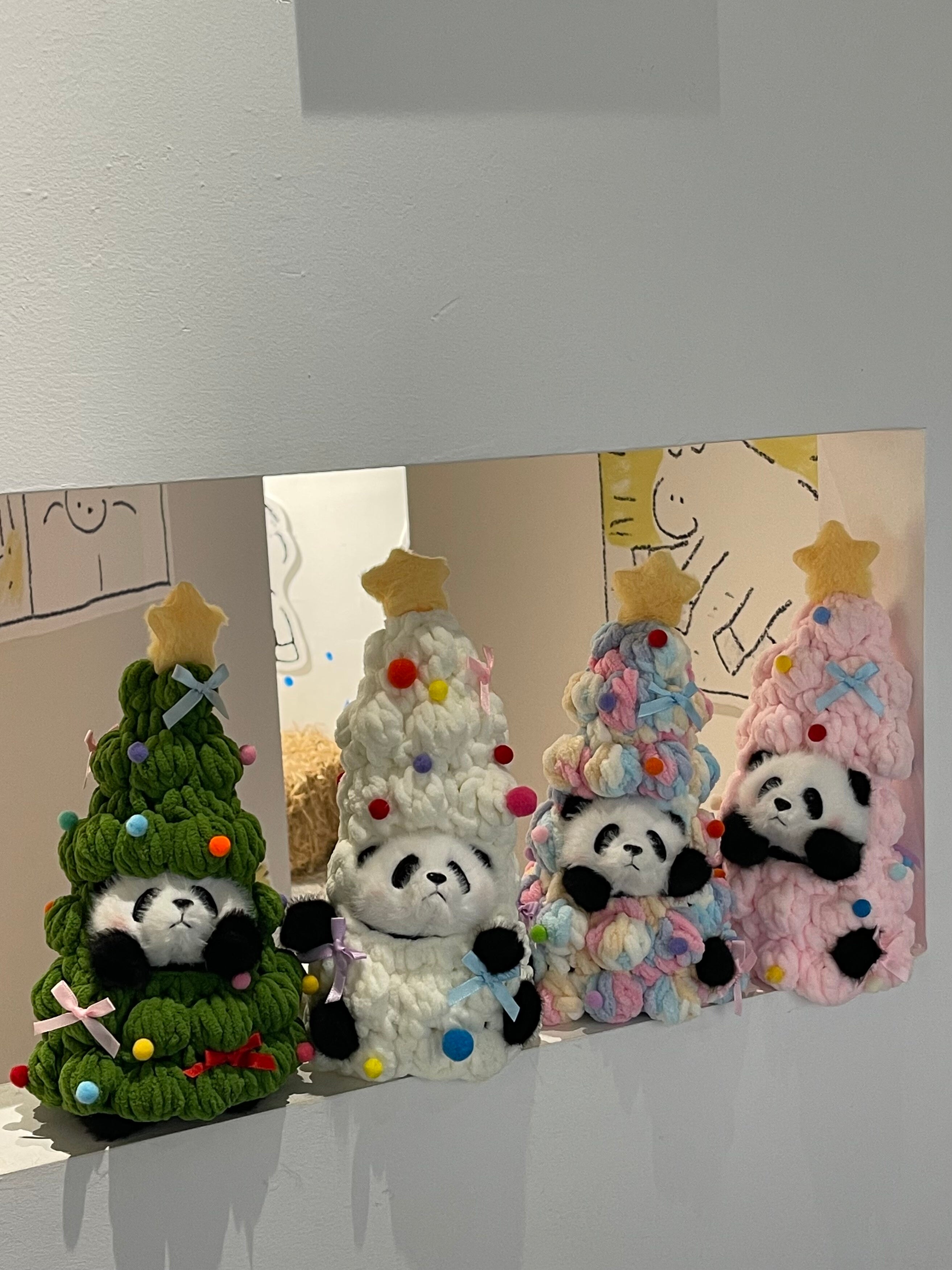 Panda Christmas Tree Plush – Kawaii Holiday Desk Buddy (Green/white/Pink/Pastel)