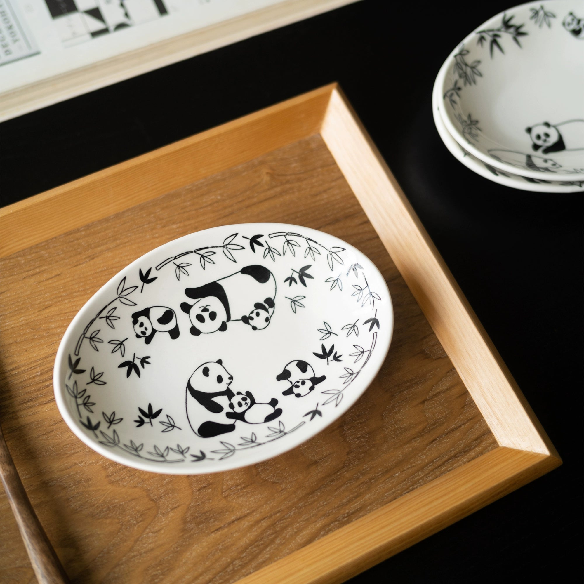 Panda Bamboo Oval Plate