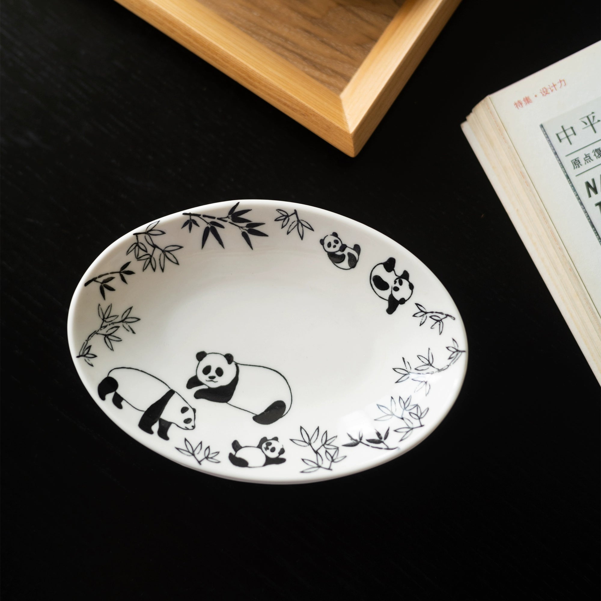 Panda Bamboo Oval Plate