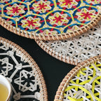 Handmade Natural Rattan Woven Round Placemat (Bamboo) – Coaster / Tea Tray Sizes