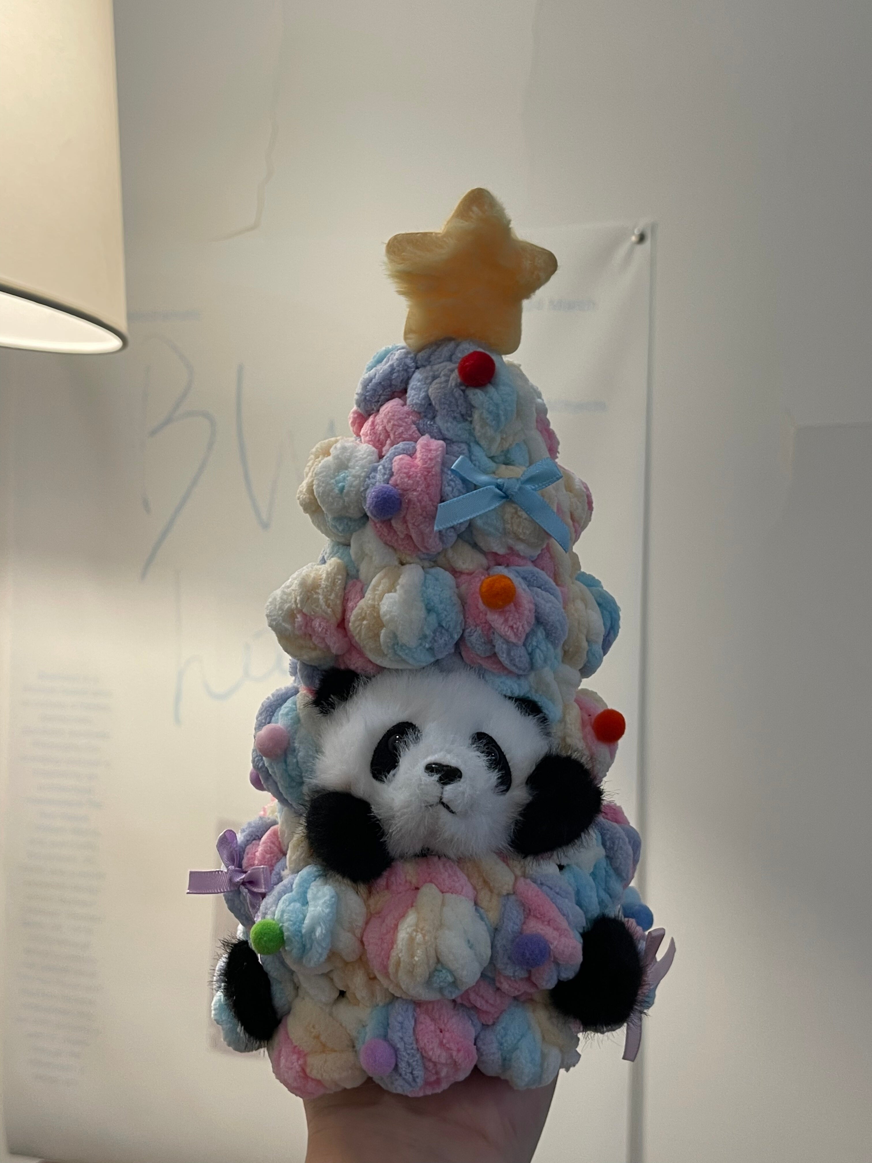 Panda Christmas Tree Plush – Kawaii Holiday Desk Buddy (Green/white/Pink/Pastel)