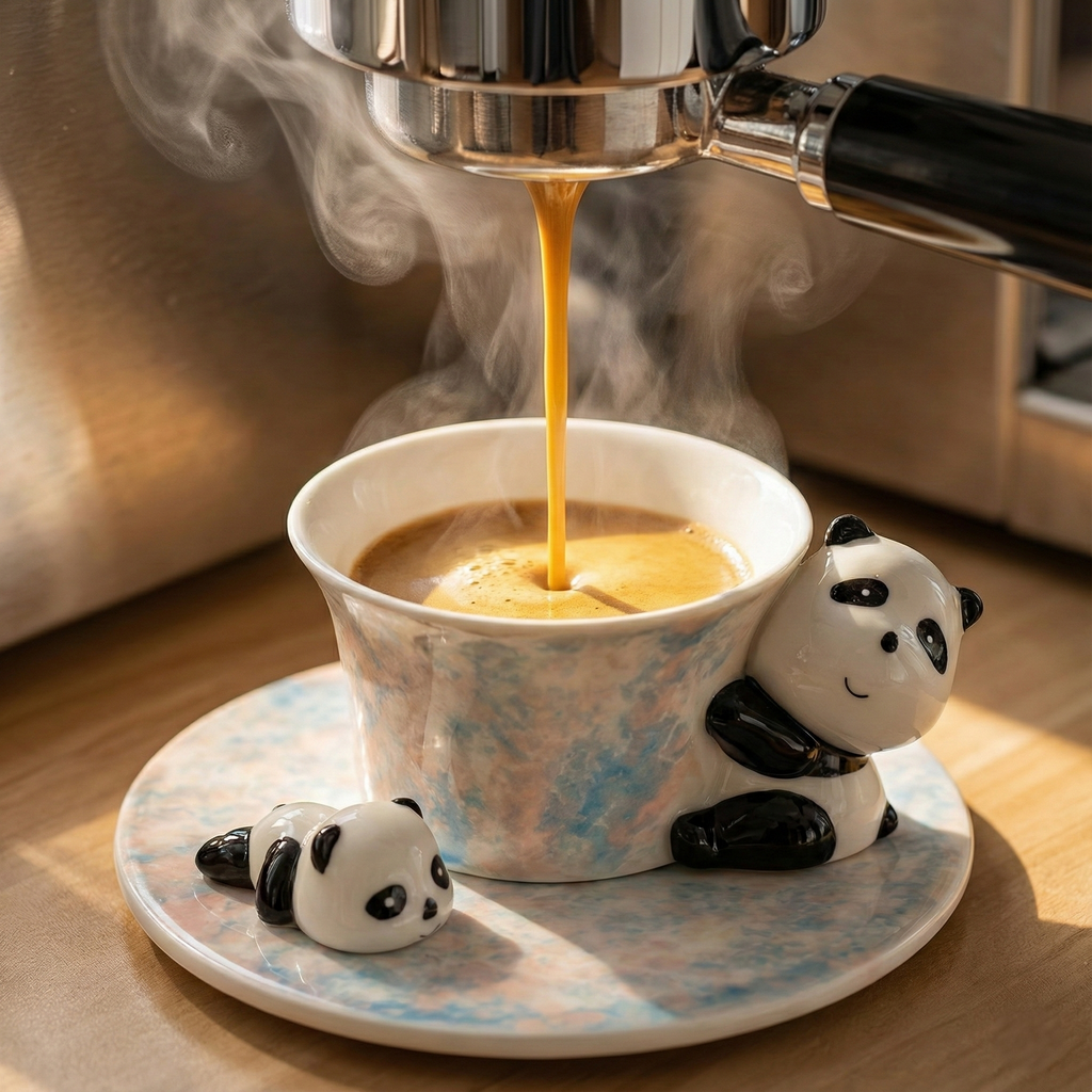 Handmade Ceramic Panda Tea & Coffee Cup Set with Saucer｜Pandamooda