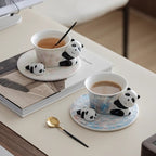 Handmade Ceramic Panda Tea & Coffee Cup Set with Saucer｜Pandamooda