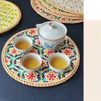 Handmade Natural Rattan Woven Round Placemat (Bamboo) – Coaster / Tea Tray Sizes