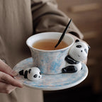 Handmade Ceramic Panda Tea & Coffee Cup Set with Saucer｜Pandamooda