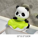 Panda Ceramic Soap Dish – Lotus Leaf Drain Tray, Cute Bathroom Organizer