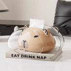 Panda & Capybara Tissue Box – Cute Cartoon Animal Holder for Home & Car