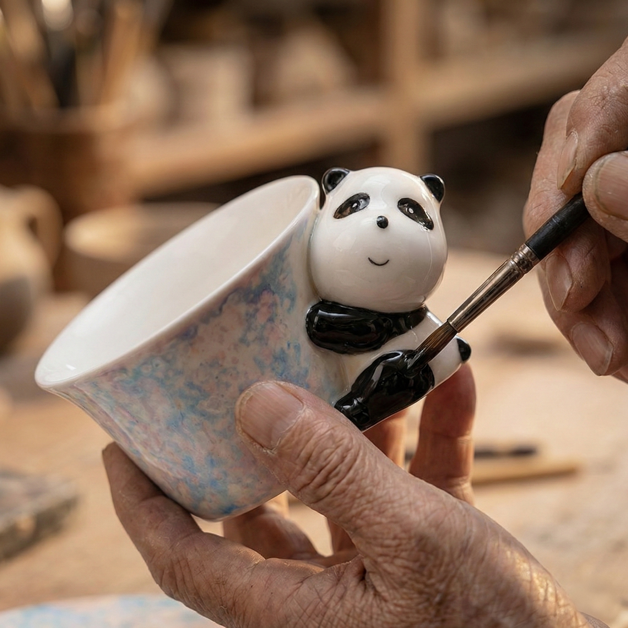 Handmade Ceramic Panda Tea & Coffee Cup Set with Saucer｜Pandamooda