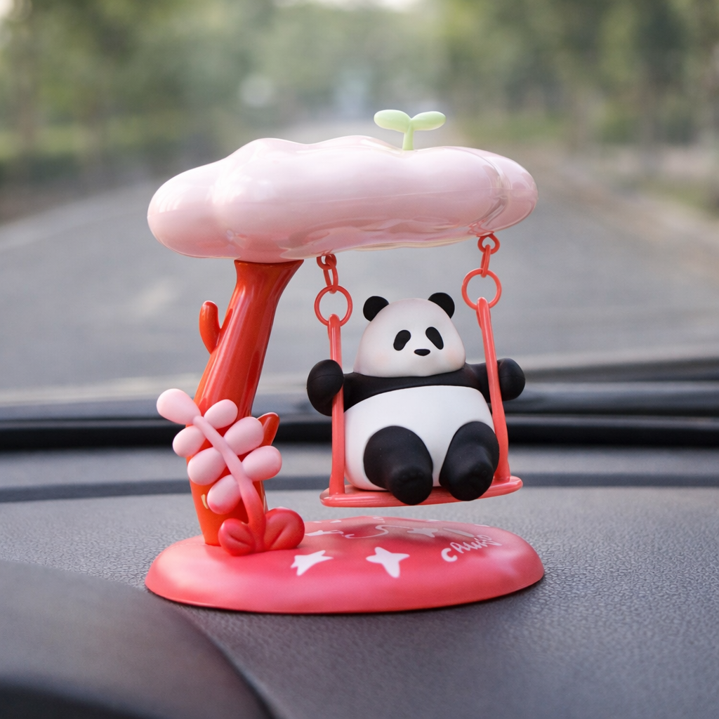 Happy Swinging Panda Dashboard Ornament | Cute Kawaii Car Decor